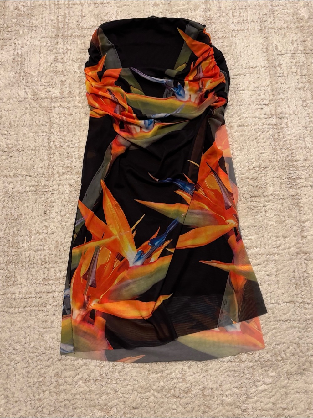 Zara Black Maxi Skirt with Orange Floral Print